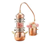 HGTRH Pur Artisanat Alambic en Cuivre, Distillateur à Base Universelle Appareil Extraction Hydrolat et Huile Essentielle pour Maison Verre Transparent Compatible Gaz Induction Poêle Bois 10L