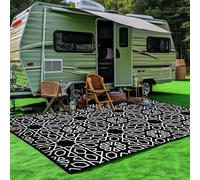 HGTRH Tapis ExtéRieur pour Camping Car et Caravane, Tapis Exterieur Resistant Pluie Terrasse XXL, Tapis ExtéRieur pour Salon De Jardin Grand Antiderapant Tapis De Sol IntéRieur & ExtéRieur Pliable