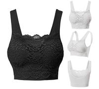 HGTSHUANGTA Brassière Soutien-Gorge sans Armature Dentelle Sexy Respirant Confortable pour l'Entraînement Physique Yoga pour Femme (Noir, M)