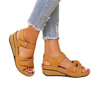 HGTSHUANGTA Sandales Femmes Sandales de Marche Femme Confortable Orthopédique Plateforme Chaussures Antidérapantes Respirantes Bohême Bout Ouvert Sandale avec Talon Bloc Chaussure Léger Décontractée