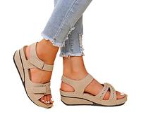HGTSHUANGTA Sandales Femmes Sandales de Marche Femme Confortable Orthopédique Plateforme Chaussures Antidérapantes Respirantes Bohême Bout Ouvert Sandale avec Talon Bloc Chaussure Léger Décontractée