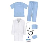 HGTSHUANGTA Tenue de Diagnostic Enfant Blouse Blanche, Blouse de Laboratoire pour Jeu de Rôle de Médecin, Accessoire pour Histoire et Aventure Imaginaire