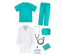 HGTSHUANGTA Tenue de Diagnostic Enfant Blouse Blanche, Blouse de Laboratoire pour Jeu de Rôle de Médecin, Accessoire pour Histoire et Aventure Imaginaire