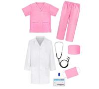 HGTSHUANGTA Tenue de Diagnostic Enfant Blouse Blanche, Blouse de Laboratoire pour Jeu de Rôle de Médecin, Accessoire pour Histoire et Aventure Imaginaire