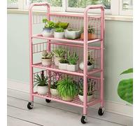 HGUHP Étagère à Plantes, Support à Plantes for la Maison, Support de Rangement en métal for Plantes avec roulettes, Support d'étagère à 4 Niveaux for Une Utilisation en intérieur(Pink3tier,Pink3tier)