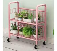HGUHP Étagère à plantes, support à plantes for la maison, support de rangement en métal for plantes avec roulettes, support d'étagère à 4 niveaux for une utilisation en intérieur(Pink2tier,Pink2tier)