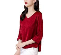 Hgvcfcv Femmes Blouses Chemises Dame Mode Décontracté Demi Manches Col en V Couleur Unie Haut Blouse