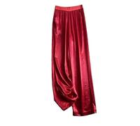 Hgvcfcv Pantalon large en satin d'été pour femmes Pantalon ample Grande taille Extensible Longueur cheville Pantalon ample, Rouge, XL