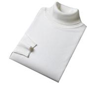 Hgvcfcv Pull à col roulé pour homme, coupe ajustée, chaud tricoté, décontracté, manches longues, blanc, M