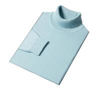 Hgvcfcv Pull à col roulé pour homme, coupe ajustée, chaud tricoté, décontracté, manches longues, bleu clair, M