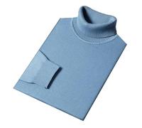 Hgvcfcv Pull à col roulé pour homme, coupe ajustée, chaud tricoté, décontracté, manches longues, bleu, M