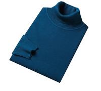 Hgvcfcv Pull à col roulé pour homme, coupe ajustée, chaud tricoté, décontracté, manches longues, bleu marine, M