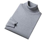 Hgvcfcv Pull à col roulé pour homme, coupe ajustée, chaud tricoté, décontracté, manches longues, gris clair, M