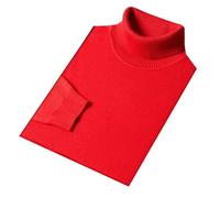 Hgvcfcv Pull à col roulé pour homme, coupe ajustée, chaud tricoté, décontracté, manches longues, Rouge, M