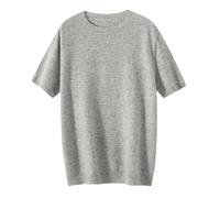 Hgvcfcv Pull à manches courtes en laine mérinos pour homme Col rond Décontracté, gris, M