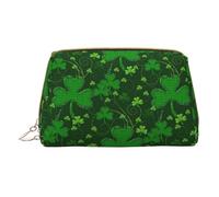 Hgvcse Fond de Maquillage en Cuir PVC - Fête de la Saint Patrick - Sac à Paillettes - Fermeture éclair - Organisateur cosmétique de voyage - Usage quotidien - Sac de rangement - Blanc - Taille unique