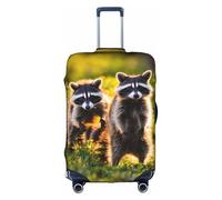 Hgvcse Housse de bagage avec adorable raton laveur - Protection de valise - 45,7 à 81,3 cm - Accessoire de bagage - Blanc / jardin opulent - Taille L, blanc/jardin opulent, L