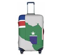 Hgvcse Housse de protection pour valise de voyage avec motif carte du drapeau de la Gambie avec étoile blanche 45,7 à 81,3 cm, accessoire de vacances, blanc, taille L, BLANC, Large