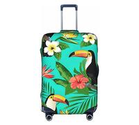 Hgvcse Housse de protection pour valise de voyage avec oiseaux tropicaux et feuilles de plantes, 45,7 à 81,3 cm, accessoire de vacances, blanc, taille S, BLANC, Small