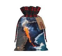 Hgvcse Kilauea Volcanos Sac à cordon de serrage festif réutilisable 3D pour emballage de friandises