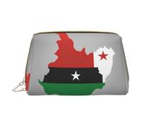 Hgvcse Makeupsao Sac à main en cuir PVC avec motif drapeau de Tomé et Principe Map01, pochette à fermeture éclair, organiseur de voyage, sac de rangement quotidien, blanc, taille unique, BLANC, One