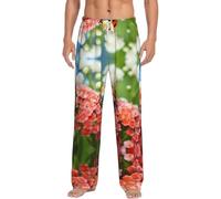 Hgvcse Pantalon de pyjama coccinelle en flanelle de coton pour homme - Vêtement de nuit chaud - Cadeau de Saint-Valentin et de printemps, BLANC, L