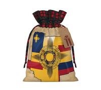 Hgvcse Sac à friandises 3D réutilisable avec cordon de serrage Motif drapeau du Nouveau-Mexique Map01