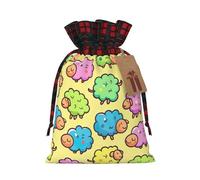 Hgvcse Sac à friandises 3D réutilisable avec cordon de serrage Motif mouton mignon coloré