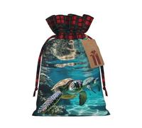 Hgvcse Sac à friandises 3D réutilisable avec cordon de serrage Motif tortue de natation, Noir/blanc, Small