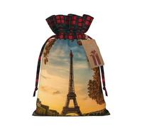 Hgvcse Sacs à cordon de serrage Motif Tour Eiffel Paris Automne Noël 3D Réutilisable