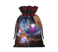 Hgvcse Sacs à cordon de serrage motif univers galaxie espace Noël festif réutilisable 3D sac à friandises, sac à friandises, bas de fête