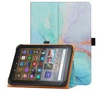 HGWALP Étui Universel pour Tablette 7 Pouces 8 Pouces, Étui Folio Universel Housse de Protection pour Tablette Tactile 7" 8", avec Bande de Fixation en Silicone Réglable et Dragonne-Marble Blue