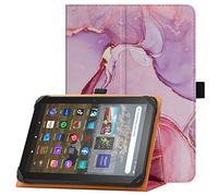 HGWALP Étui Universel pour Tablette 7 Pouces 8 Pouces, Étui Folio Universel Housse de Protection pour Tablette Tactile 7" 8", avec Bande de Fixation en Silicone Réglable et Dragonne-Marble Pink