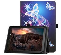 HGWALP Étui Universel pour Tablette Tactile 9" 10" avec Support de visionnage réglable en Silicone et Motif Papillon Violet