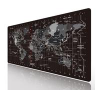 HGWALP Grand Tapis de Souris de Jeu Noir Carte du Monde avec Base en Caoutchouc Antidérapant, XXL 31,5 x 11,8 Pouces (80 x 30 cm)