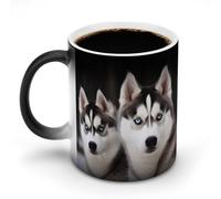 hgyujh Tasse à changement de couleur avec motif husky - Tasse à café en céramique sensible à la chaleur - Ajoutez du café ou du thé et une petite scène heureuse apparaît