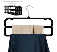 HGYZE Cintre Pantalon Double Couche en Velours (Pack de 10), Antidérapant & Crochet Rotatif 360°, Gain de Place, pour Jeans, écharpes, Cravates, Noir
