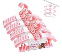 HGYZE Lot de 20 cintres en plastique rose pour placard de bébé - 27,9 à 35,6 cm - Cintres réglables pour nouveau-né, cintres antidérapants pour vêtements d’enfants, filles, garçons, tout-petits