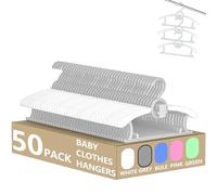 HGYZE Lot de 50 cintres gris pour placard d'enfant - 28 à 35,6 cm - Réglable en plastique - Avec crochet en forme d'ours - Cintres antidérapants pour vêtements pour filles, garçons, tout-petits