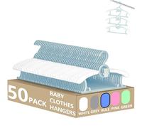 HGYZE Lot de 50 cintres pour placard d'enfant - Cintres bleus pour vêtements de bébé de 27,9 à 35,6 cm - Cintres réglables en plastique avec crochet en forme d'ours - Cintres antidérapants pour