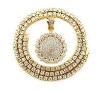 HH Bling Empire Pendentif en forme de croix avec zircone cubique Doré 55,9 cm, mixte Homme, B078MLNYFC_US