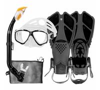 HH HHAO SPORT Ensemble de Tuba pour Enfants avec Palmes, Anti-Buée Lunettes de Plongée Panoramiques à 180 ° Palmes de Natation Réglables Masque de Plongée de Haute Qualité et Tuba, Sac de Transport