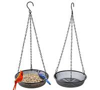HH-LIFE 2 pc Noire Grillagée Mangeoire pour Oiseaux Mangeoire Plu d'oiseaux à Suspendre Mangeoire à Suspendre Filet en Métal Alimentation Distributeur de Graines pour Oiseaux Sauvages Ø21.5cm