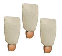 HH-LIFE 3 pièces 1x1.6m Beige Housse D'hivernage avec Cordon Housses pour Plante Sac Protection pour Plantes de Serrage et Rondelle de Noix de Coco pour Arbre Palmiers Jardin Balcon Tente 60 g/m²