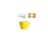 HH Set de Tasses à café avec Assiettes, Bone China, Jaune, 130 ML, 6 pièces
