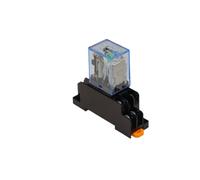 HH52P MY2NJ MY4NJ bobine de relais général DPDT interrupteur électromagnétique avec Base de prise LED AC 110 V 220 V DC 12 V 24 V 1 pièces(Relay and base,MY4NJ_DC24V)