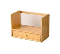 Hhaoran-9868 Bibliothèque pour Enfants Bibliothèque de Bureau en Bambou avec Panneau arrière Acrylique à Motif Diamant et Support Rangement for tiroir Étagères d'organisateur de Stockage de Livre