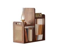 Hhaoran-9868 Bibliothèque pour Enfants Bibliothèque décalée de Bureau rétro, Support Organisateur Tissage en rotin Bois for Le et la Maison Étagères d'organisateur de Stockage de Livre