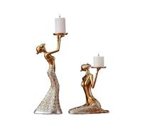 Hhaoran-9868 Bougeoirs Une Paire de bougeoirs créatifs, Ornements Modernes et Simples, bougeoir for Table à Manger, décoration de la Maison Chandelier pour dîner aux chandelles et Tabl(Gold,Petit)