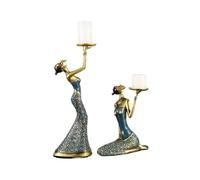 Hhaoran-9868 Bougeoirs Une Paire de bougeoirs créatifs, Ornements Modernes et Simples, bougeoir for Table à Manger, décoration de la Maison Chandelier pour dîner aux chandelles et Tabl(Blue,Grand)